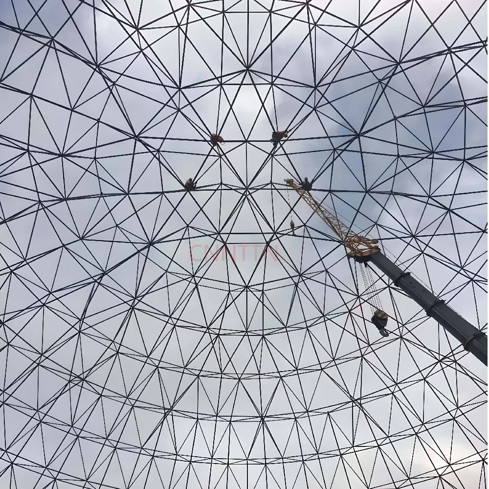 Space-frame roof viewed from below. Image from the supplied site archive; project identity is not documented here.